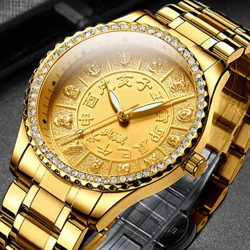 NIBOSI-reloj de cuarzo dorado para hombre y mujer, cronógrafo de pulsera, resistente al agua, Masculino