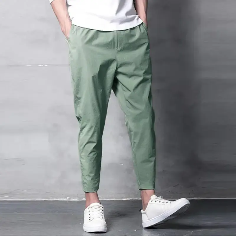 Spring Jogger Cargo Trousers for Men's Elastic Jogging Pants Ankle Oversize Male Streetwear Korean Clothing Streetwear D47