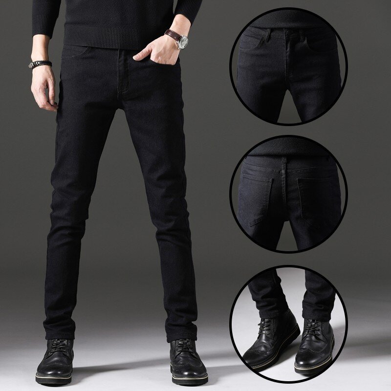 Calça jeans slim fit masculina, jeans de algodão elástico, calça confortável, moda casual, alta qualidade, novo estilo, primavera, 2022