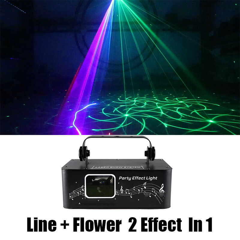 Luces de Dj con 2 efectos en 1, iluminación de fiesta, línea de escaneo R/G de flores, buena utilidad para actuaciones de escenario, bodas y vacaciones, novedad