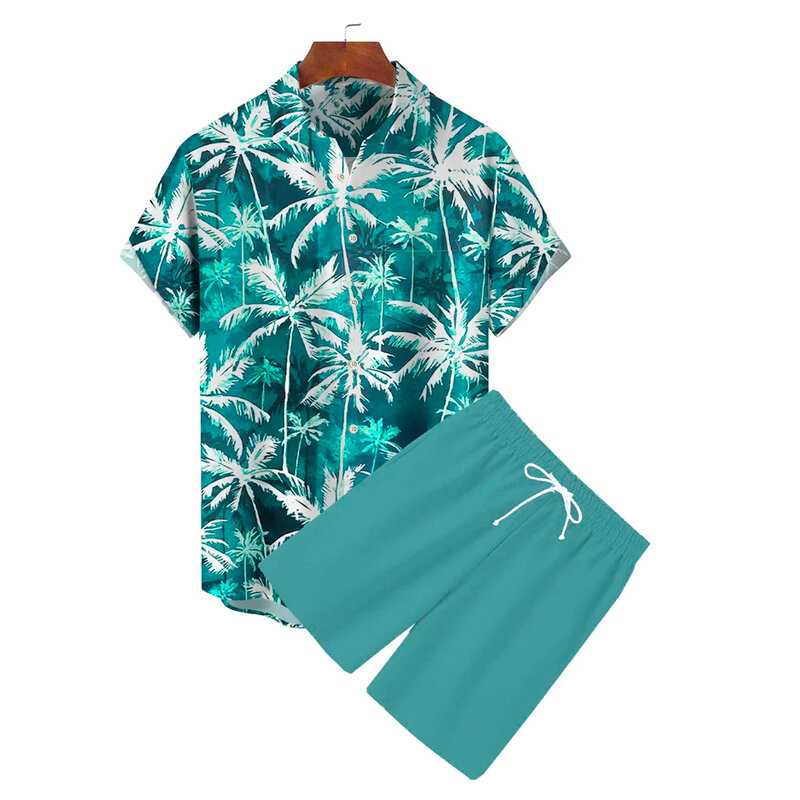Гавайская рубашка для мужчин и женщин, повседневная Пляжная футболка с 3D-принтом пламени, на пуговицах, с коротким рукавом, комплект большого размера, лето