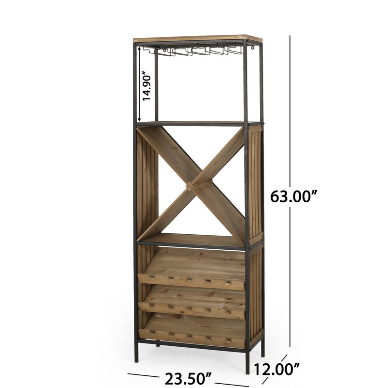 Redlife-Vitrine Wine T1, grande armoire de rangement pour café-bar de ferme industrielle avec cadre en bois et métal pour salon et bar