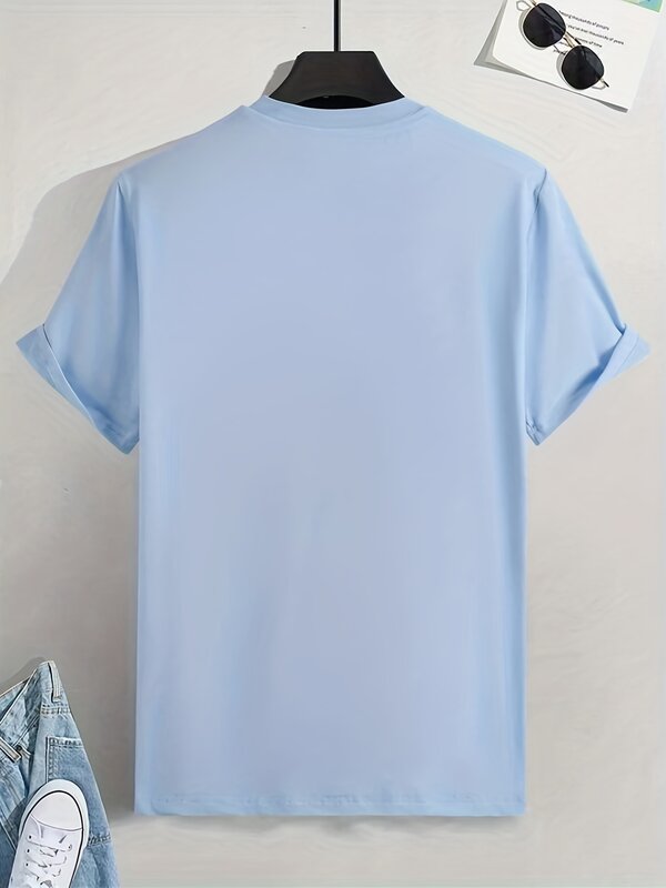 Camiseta de manga curta Paris masculina, blusa solta, 100 algodão