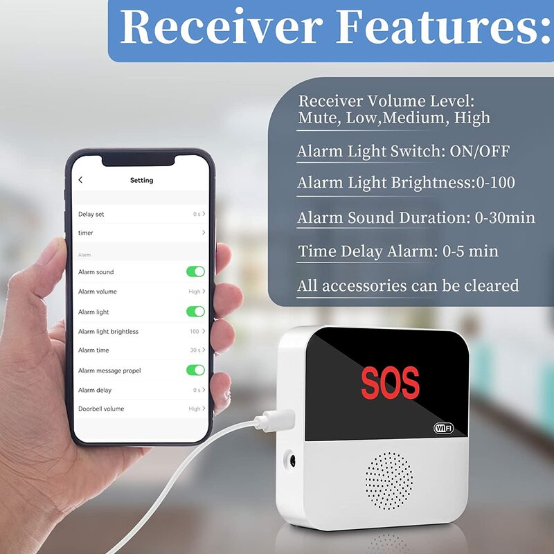 Tuya Smart WiFi anziani Caregiver cercapersone pulsante di chiamata SOS sistema di allarme medico SOS di emergenza per anziani pazienti anziani a casa