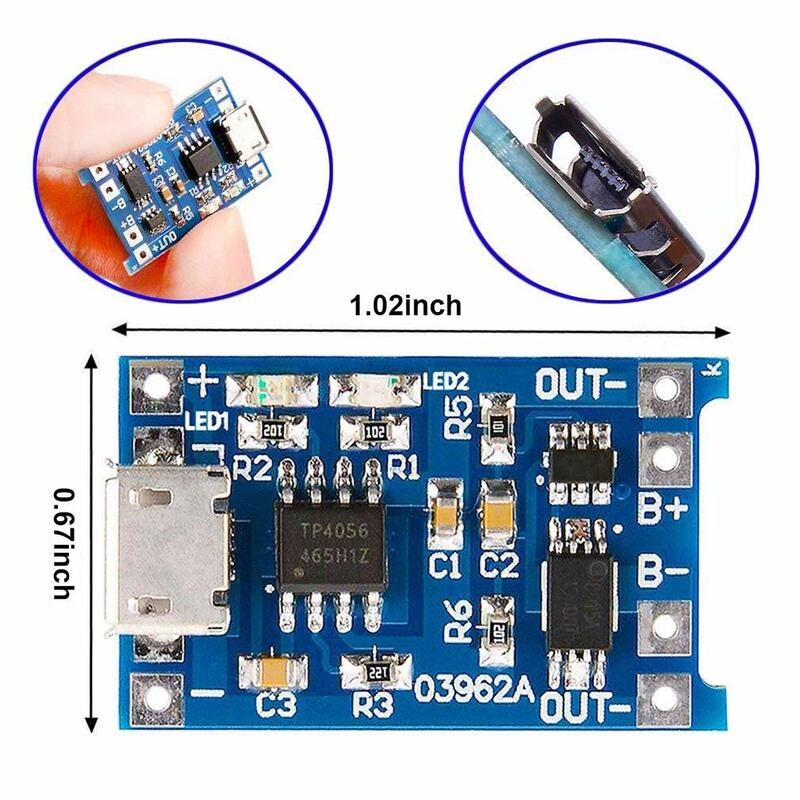 2/5PCS 1A 18650 Lithium Battery Protection Board Type-c/Micro/Mini USB Charging Module TP4056 With Protection One Plate Module