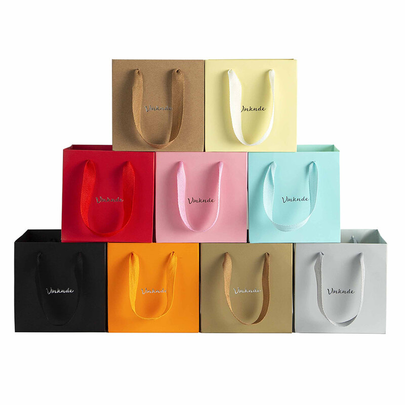 Gift Handles Bags, Clothing Paper Bag, personalizado Logo Tote Bag, Spot Universal Shopping Sack, Bulk Multiple Color, 24Pcs