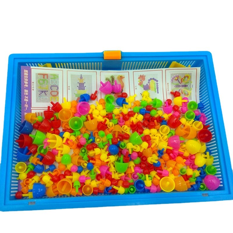 300PCS fungo chiodo fai da te giocattoli educativi fatti a mano giocattoli 3D intelligenti combinazione Puzzle Board Puzzle giocattolo per i regali dei bambini