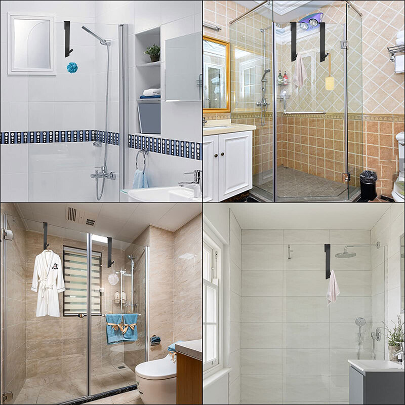 Bathroom Shower Door Back Hook Stainless Steel Over Glass Door Shower Towel Rack S-Shape Bathroom Bathrobe Hanger Holder Hooks