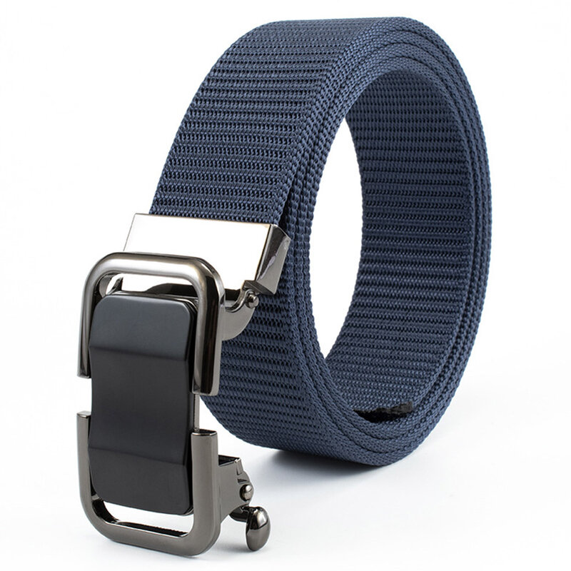 Cinturón de nailon con hebilla automática para entrenamiento táctico, cinturón tejido de liberación rápida sin dientes, de alta calidad, para viaje de negocios, 3,5 cm