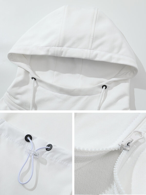 Spring Summer Adjustable Pockets White Oversized Hoodie Men Streetwear Pullover Loose Sweatshirt Male Hip Hop Hooded Tops 5XL