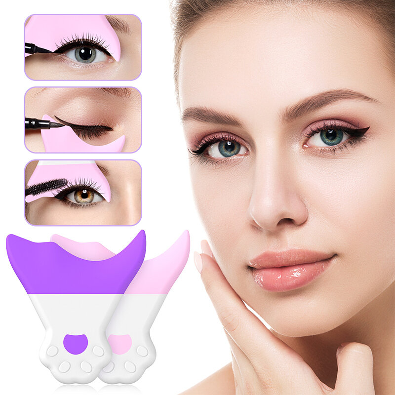 Multi-functional Eyeliner Stencil Wing Tips Silicone Eyeliner Eyebrow Aid Drawing Eyelashes Wearing Aid Reusable Makeup Tools