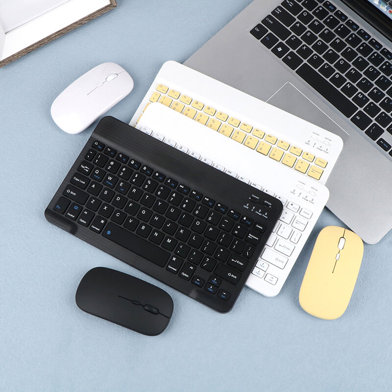Nowy 1 zestaw 10 cal uniwersalna bezprzewodowa Bluetooth klawiatura mysz do ipada tablety laptopy smartfonów z kabel USB