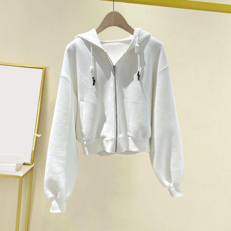Women Loose Fit Coat Stylish Women's Winter Coat with Hood Letter Print Drawstring Pockets Long Sleeve Zip for Casual for Cold