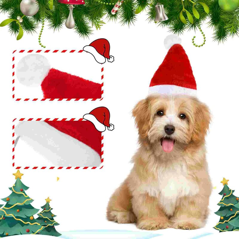 Sombrero de Navidad para perros y gatos pequeños, sombrero de Navidad para cachorros, adornos de disfraces, accesorios de Cosplay, gorras