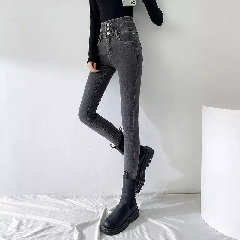 2022 summer new high waist slim elastic skinny jeans women