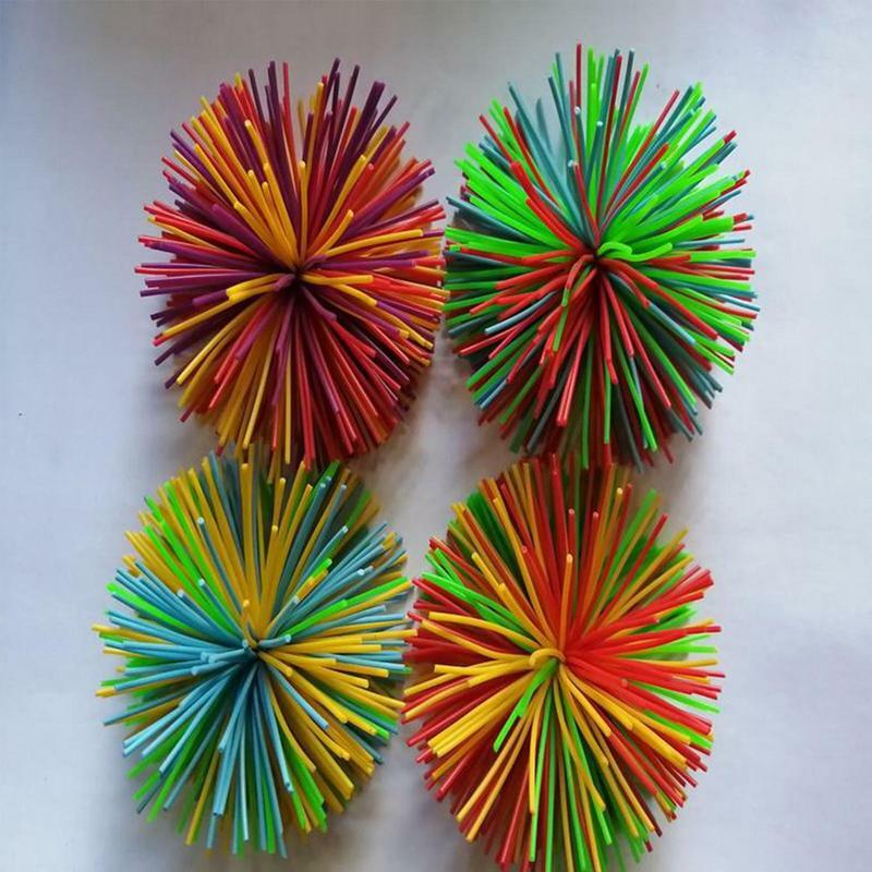 Mini boule à cordes colorées en Silicone, 5 pièces, balle de jonc en peluche rebondissante, balle à presser au poignet, anti-Stress, jouets