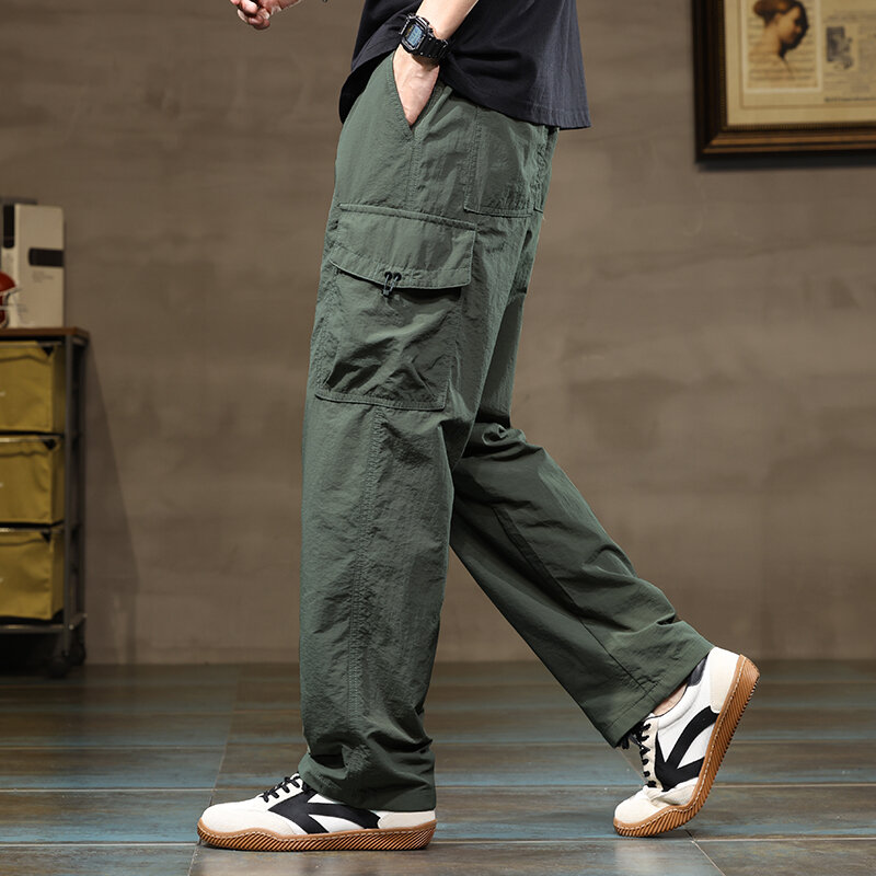 Брюки мужские весенние для отдыха, тонкие свободные повседневные удобные штаны для отдыха, в американском стиле, показывают высоту