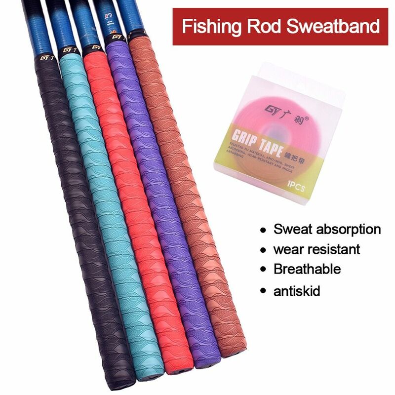 Gradient Colorful Fishing Rod Sweatband Anti Slip Thickened Racket Grip Tape Fishing Rod Belt Tennis Racquet