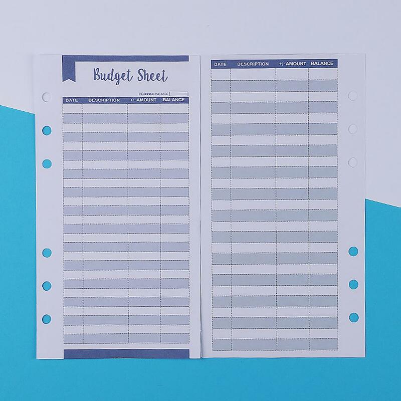 Bindmiddel Lakens Uitgave Tracker Inserts Voor Cash Envelop Planner Portemonnee 12Pcs Multi-Color Sheets Met 6 Gaten Voor Thuis