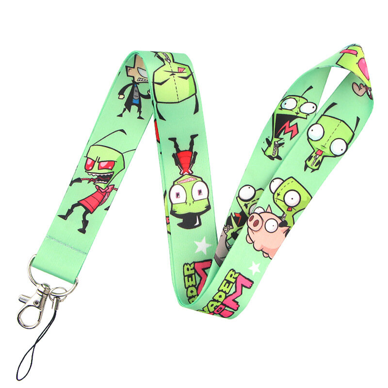 Invader Zim Art Cartoon Anime Fashion Lanyards Bus ID Name Work Card Holder Accessories Decorations Kids Gifts