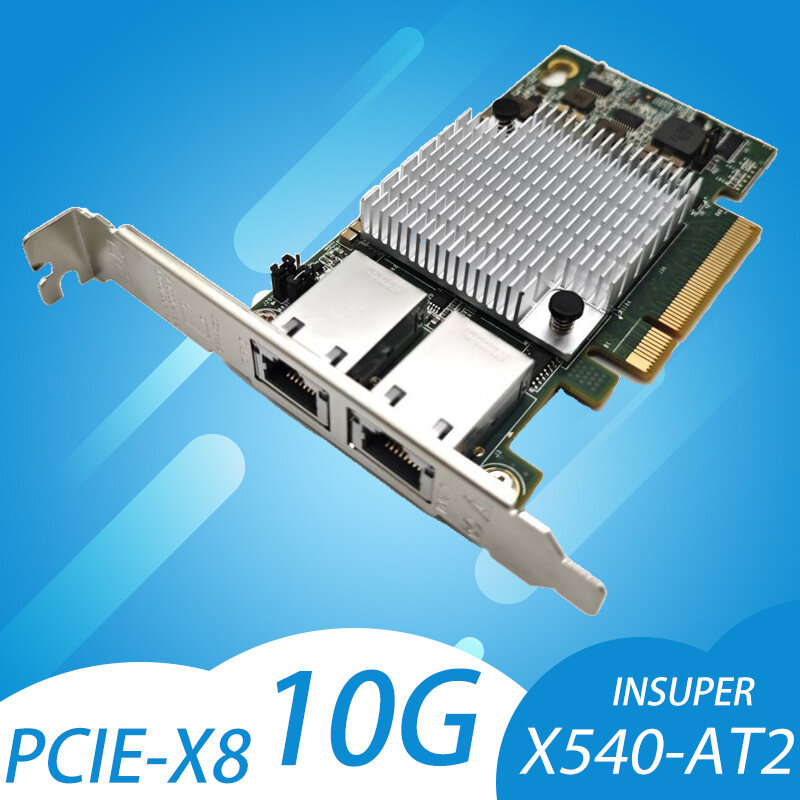 더블 포트 서버 이더넷 카드 X540-T2 PCIE-X8 네트워크 확장 어댑터, 10G, 2 포트, 10 기가비트 RJ45 와이어 PC LAN 컨트롤러, PCIEX16