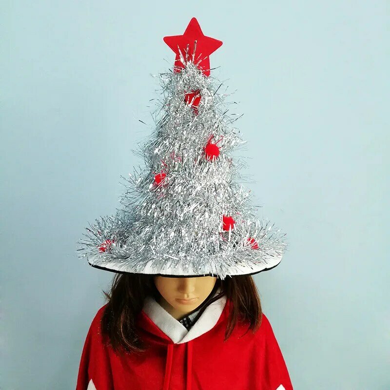 Topi LED pohon Natal dekorasi liburan topi Natal topi anak-anak hadiah Tahun Baru Noel Navidad perlengkapan pesta