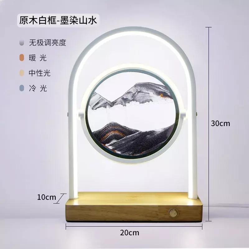 Flowing Sand Painting Bedside Light Luxury and Simple Hourglass Creative Gift Living Room Touch Bedroom Rechargeable Night Light