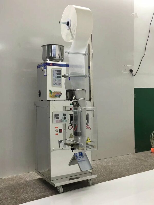Máquina automática de pesaje y embalaje para bolsas de té, 1-100g, posicionamiento y sellado de partículas en polvo