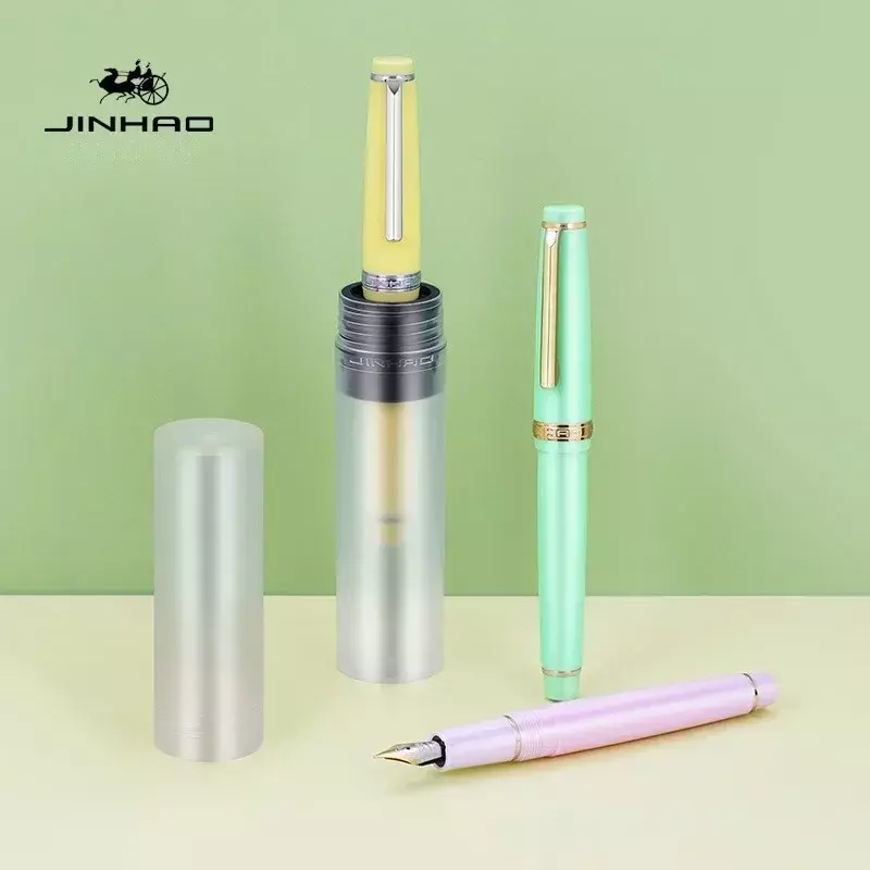 Jinhao 82 penna stilografica penna a inchiostro acrilico Spin Golden EF F Nib Elegante forniture scolastiche per ufficio aziendale cancelleria per penna da scrittura