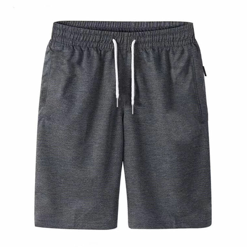Шорты мужские спортивные с карманами, однотонные пляжные короткие штаны на завязках, тонкие летние свободные спортивные штаны с карманами на молнии