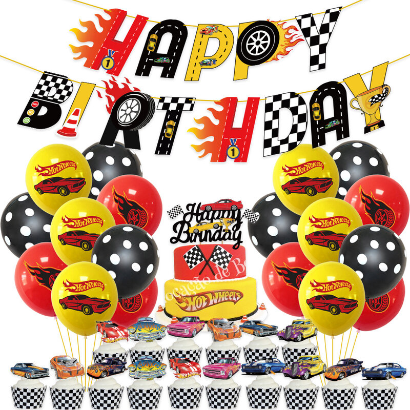 12Pcs braccialetti di schiaffo per auto da corsa regalo decorazione per auto da corsa Happy Kids Boys Hot Wheels tema per auto da corsa bomboniere per feste di compleanno
