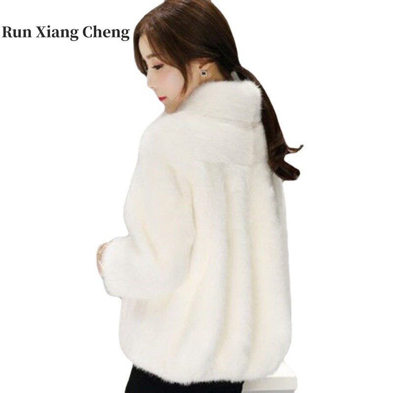 Женское пальто 2023 цельная короткая зимняя куртка из искусственной норки женские пальто для женщин пальто из искусственного меха