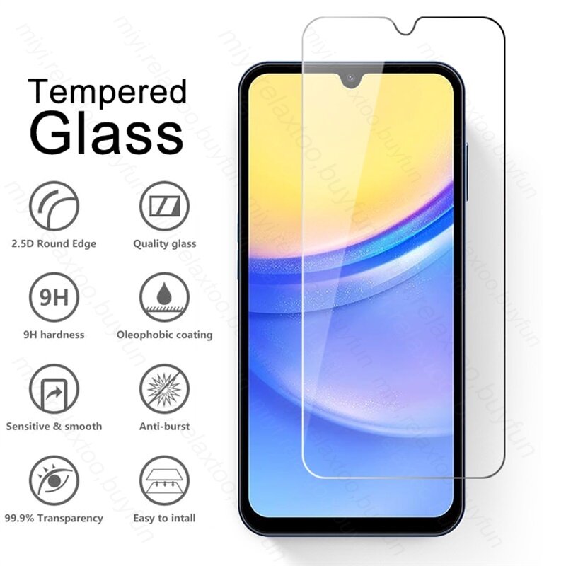 Protetor de tela de vidro temperado para Samsung, Samsung Galaxy A15, 4G, 5G, A 05, 15, 25, 35, 55, A05, A05s, A25, A35, A55, 5G, PCes 2