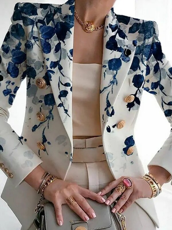 2024 Autumn Women's Jackets Fashion Printed Suits Slim Small Suits Office Commuting Women's Wear Blazer Woman