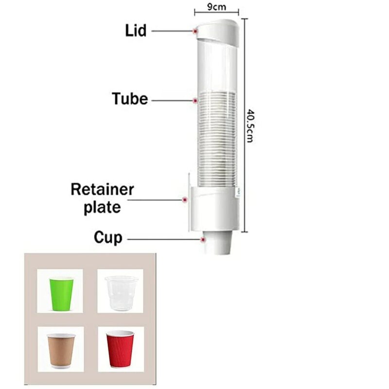 Dispenser per tazze, portabicchieri adatto a 3Oz - 7Oz tazze a fondo piatto o a cono Dispenser per tazze d'acqua bagno a parete