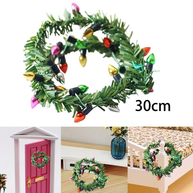Mini cuerdas de luz falsa a escala 1/12, decoración de hadas para jardín, casa de muñecas, navidad