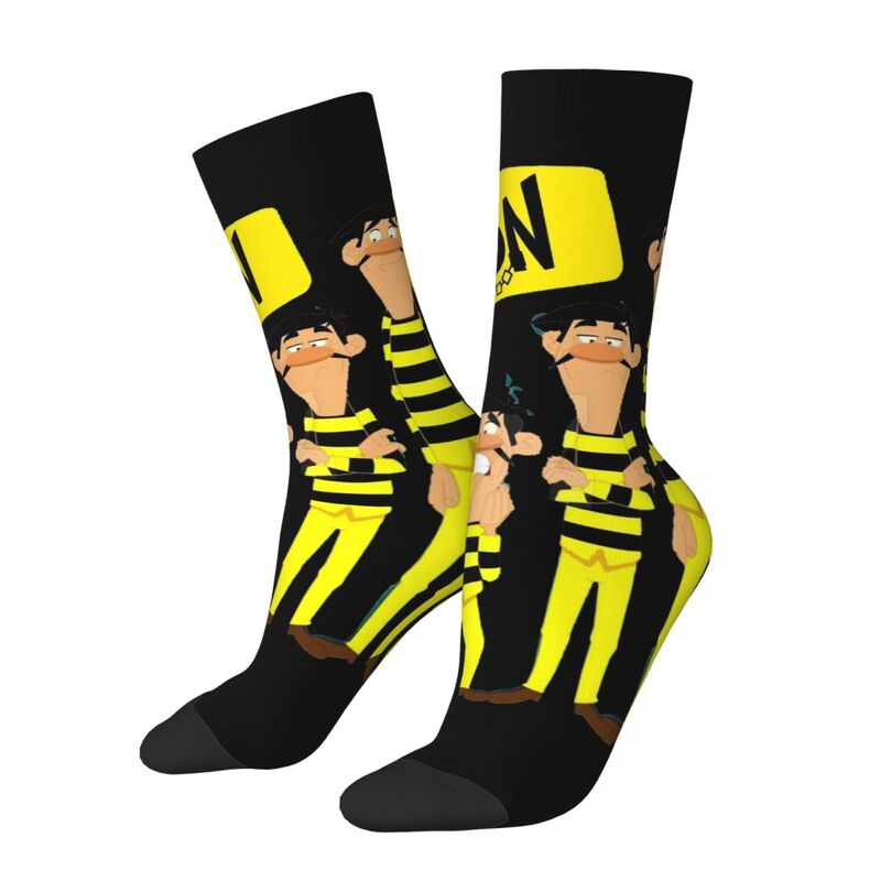 Носки мужские компрессионные с принтом, смешные сумасшедшие носки для настроения, в стиле хип-хоп, Харадзюку, с надписью «T-The Daltons Happy», без швов