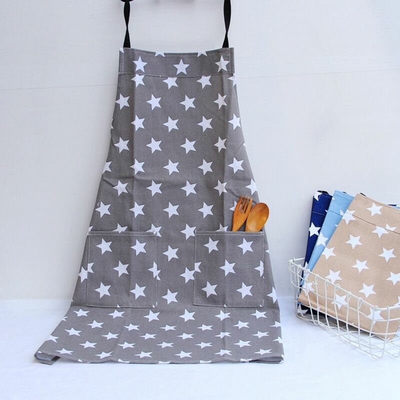with Pockets Apron Cute Anti-fouling Pentagram Pattern Uniform Oil-proof Kitchen Work Clothes Restaurant