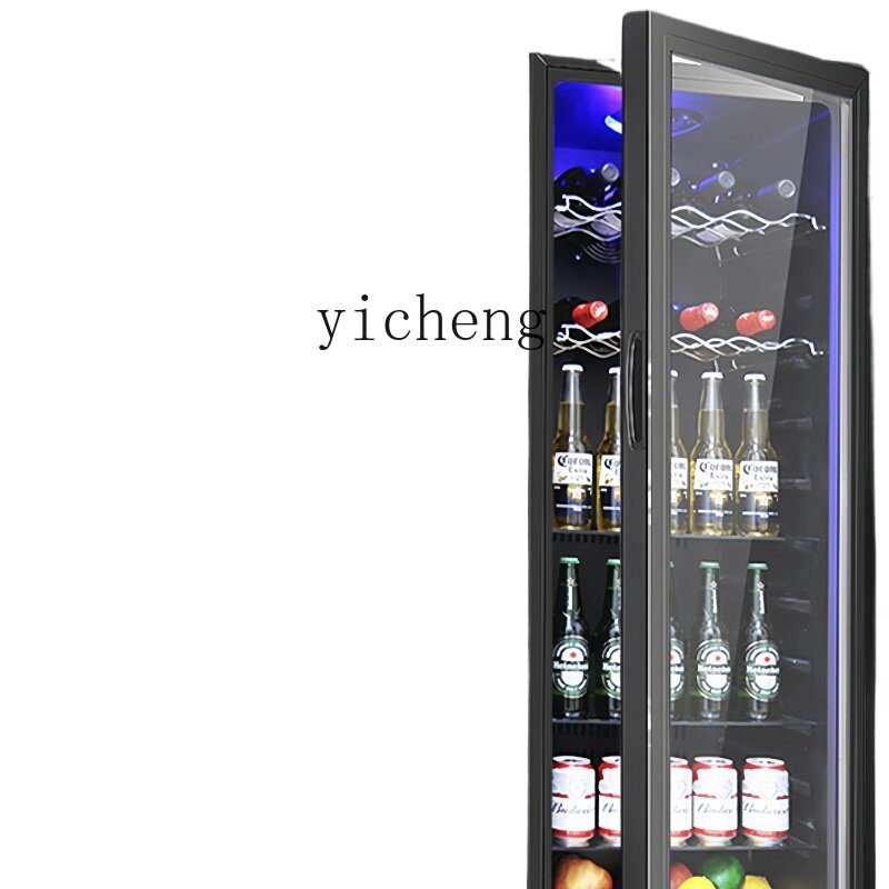 ZF kabinet anggur berpendingin pintu tunggal transparan pintu kaca kulkas penyimpanan minuman rumah tangga