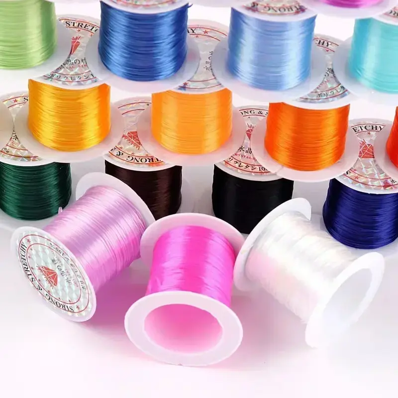Cordón elástico para cuentas de cristal, cuerda de hilo fuerte de colores para fabricación de joyas, pulseras DIY, collar de cuerda de hilo elástico, 10 yardas/rollo, 0,7mm