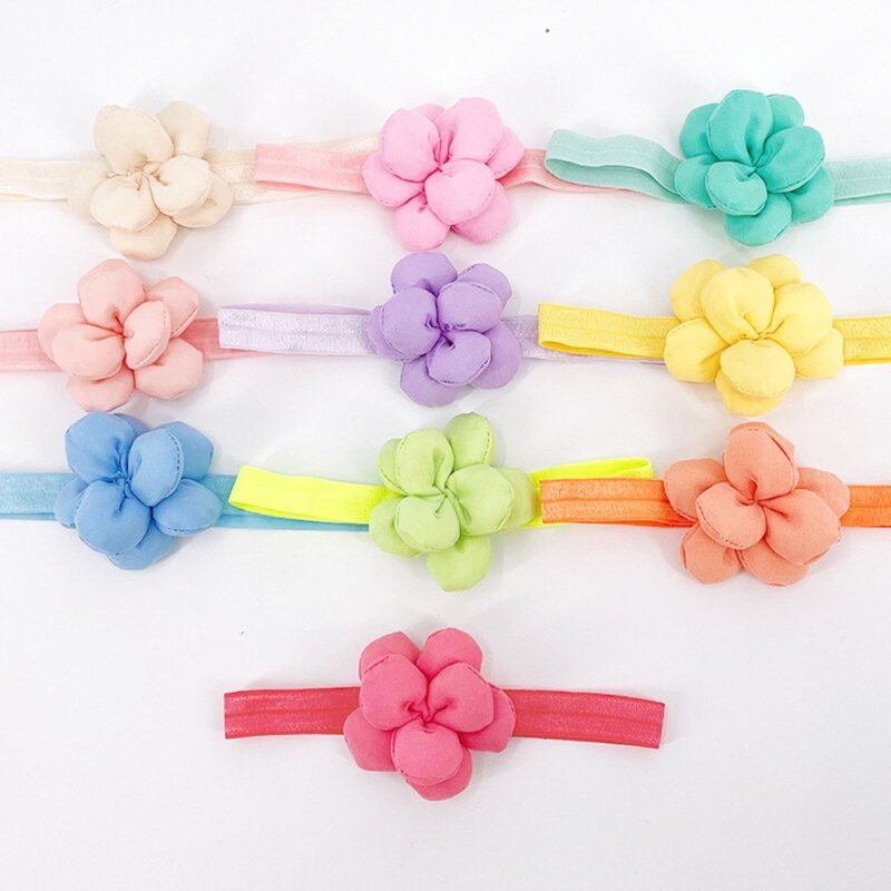 Bandeau élastique pour filles 0-24M, nœud de cheveux en fleurs, mignon, corde pour enfants, accessoires pour cheveux de bébé