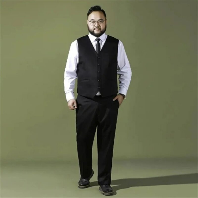 Summer Men's Suit Vest Work Wear Black Formal Sleevless Dress 2024 New Business Classic Plus Size Custom Waistcoat