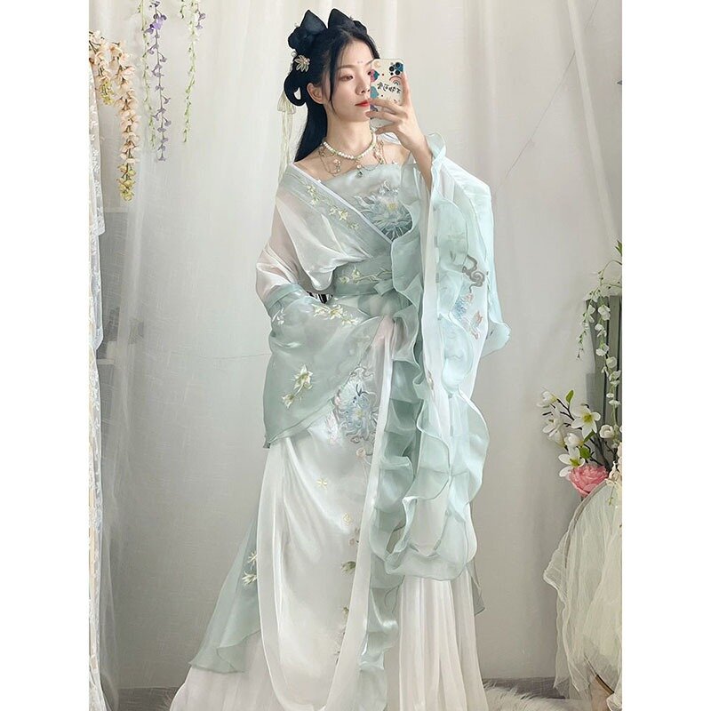 Women Hanfu Dress Traditional Chinese Hanfu Set Female Fairy Cosplay Dresses Christmas New Year Costume Outfit Green Han Dynasty