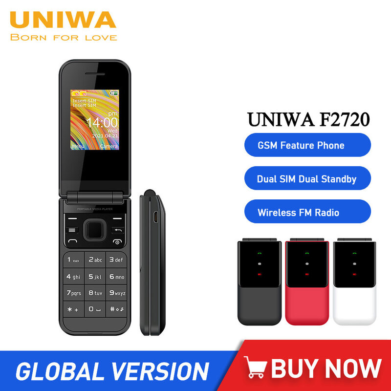 Телефон-раскладушка UNIWA F2720, GSM, 1,7 дюйма, две SIM-карты, 600 мАч