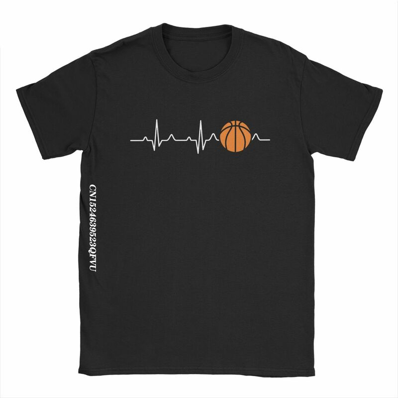 Basketbal Hartslag Mannen T Shirts Vintage T-shirts Grafische Ronde Hals T-shirt Katoen Volwassen Kleding Korte Mouw