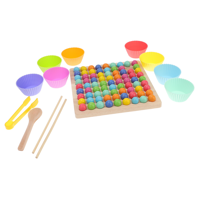Checkerboard Color Beads Match Parent-child Kids Toys for Girls Rainbow Puzzle Plastic