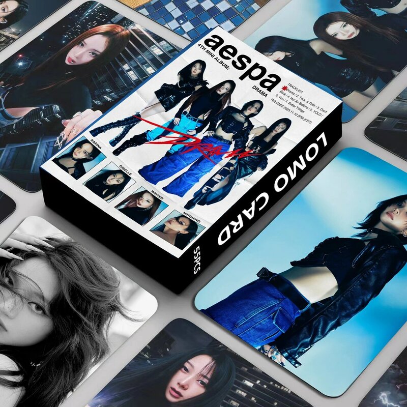 55 buah/set kartu foto Kpop Aespa kartu Lomo Album baru Selamat datang di dunia kartu foto Mode Korea hadiah penggemar lucu 55pcs/set Kpop Aespa Photocards Lomo Cards New Album Welcome To My World Photocard Korean Fash