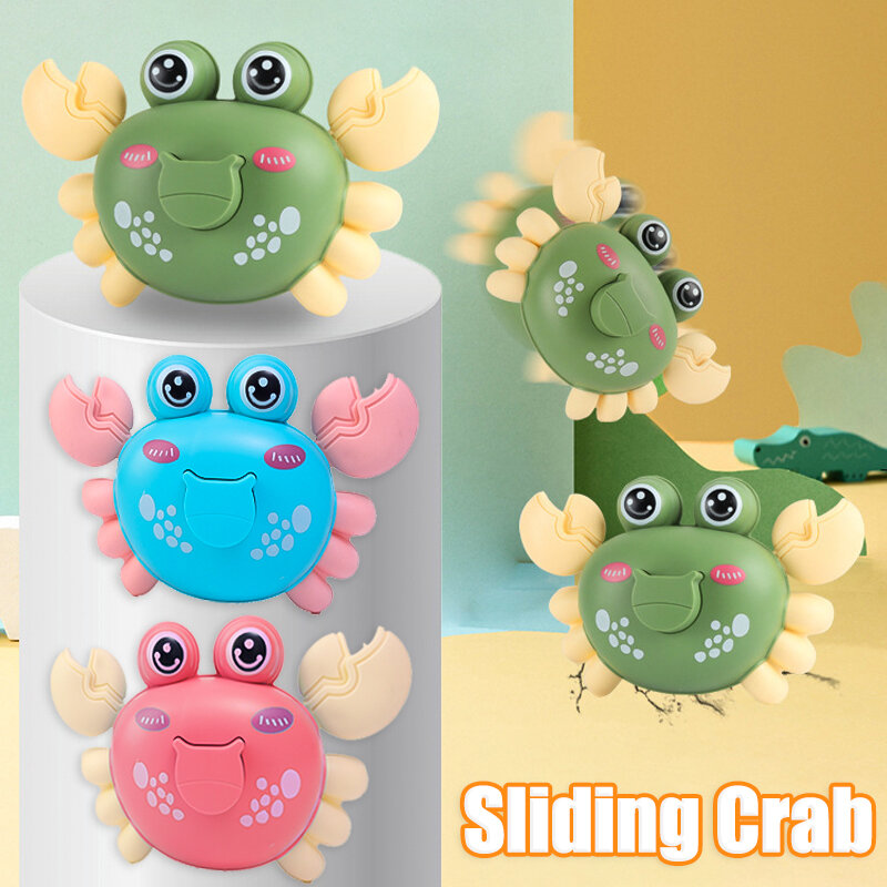 Press Forward Crab Educational Toys Children Cartoon Pull Back Inertia Forward Toys Crawling Teaching Crab Car Props for Infants