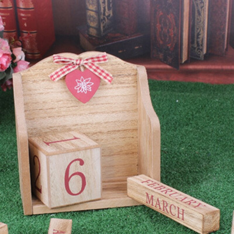 Holzbau steine Home Office Wohnzimmer Monat Datum Anzeige DIY tragbare Geschenk Weihnachts dekoration