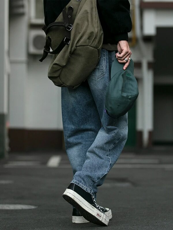 Japanse Streetwear Hoge Kwaliteit Cargo Jeans Voor Mannen Kleding Koreaanse Mode Denim Straight-Leg Broek Harajuku Casual Broek
